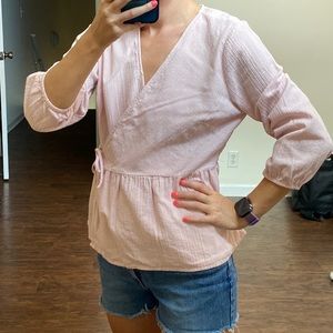 Soft pink three-quarter sleeve blouse